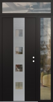 DIAMOND A12 48" X 96" BLACK/BLACK CLEAR GLASS PANEL STAINLESS STEEL LHI WITH SIDELITE AND TRANSOM CLEAR GLASS