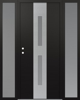 DIAMOND A6 64" X 80" BLACK/WHITE FROSTED GLASS PANEL STAINLESS STEEL RHI WITH 2 SIDELITES FROSTED GLASS