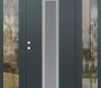 Modern Steel Front Door DIAMOND A11 64" X 80" ANTHRACITE/ANTHRACITE FROSTED GLASS PANEL STAINLESS STEEL RHI WITH 2 SIDELITES CLEAR GLASS