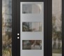 Modern Steel Front Door Diamond C2 64" x 96" black/black clear Glass Panel stainless steel RHI with 2 Sidelites and Transom clear Glass