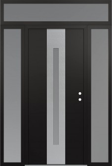 DIAMOND A2 60" X 96" BLACK/WHITE FROSTED GLASS PANEL STAINLESS STEEL LHI WITH 2 SIDELITES AND TRANSOM FROSTED GLASS