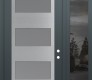 Modern Steel Front Door Diamond C2 50" x 96" anthracite/anthracite frosted Glass Panel stainless steel LHI with Sidelite and Transom mirrored Glass