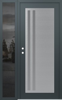 Diamond C6 52" x 80" anthracite/anthracite frosted Glass Panel stainless steel RHI with Sidelite mirrored Glass