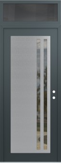 Diamond C6 36" x 96" anthracite/anthracite clear Glass Panel stainless steel LHI with Transom mirrored Glass