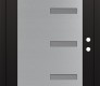Modern Steel Front Door Diamond C8 36" x 80" black/white frosted Glass Panel stainless steel LHI