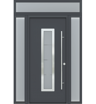 MODERN GRAY FRONT STEEL DOOR ARGOS 61 1/16" X 95 11/16" LHI + SIDELITE LEFT/RIGHT + TRANSOM