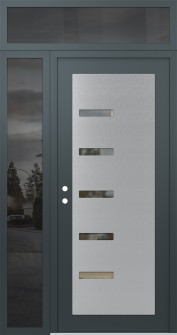 Diamond C8 52" x 96" anthracite/anthracite clear Glass Panel stainless steel RHI with Sidelite and Transom mirrored Glass