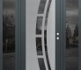Modern Steel Front Door Diamond C12 64" x 80" anthracite/anthracite mirrored Glass Panel stainless steel LHI with 2 Sidelites mirrored Glass