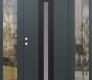 Modern Steel Front Door DIAMOND A2 60" X 80" ANTHRACITE/ANTHRACITE FROSTED GLASS PANEL BLACK RHI WITH 2 SIDELITES CLEAR GLASS