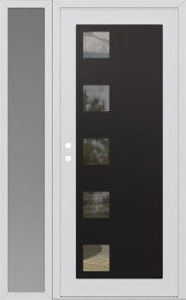 Diamond C5 50" x 80" white/white clear Glass Panel black RHI with Sidelite frosted Glass