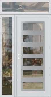 Diamond C9 50" x 96" white/white clear Glass Panel stainless steel RHI with Sidelite and Transom clear Glass