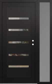 Diamond C7 52" x 80" black/black clear Glass Panel black LHI with Sidelite frosted Glass