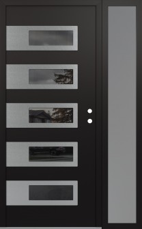 Diamond D3 48" x 80" black/black mirrored Glass Panel stainless steel LHI with Sidelite frosted Glass