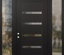 Modern Steel Front Door Diamond C7 60" x 96" black/black clear Glass Panel black RHI with 2 Sidelites and Transom clear Glass