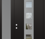 DIAMOND A13 48" X 96" BLACK/BLACK CLEAR GLASS PANEL STAINLESS STEEL LHI WITH SIDELITE AND TRANSOM FROSTED GLASS