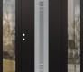 Modern Steel Front Door DIAMOND A5 64" X 80" BLACK/WHITE FROSTED GLASS PANEL STAINLESS STEEL RHI WITH 2 SIDELITES CLEAR GLASS