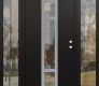 Modern Steel Front Door DIAMOND A9 64" X 80" BLACK/BLACK CLEAR GLASS PANEL STAINLESS STEEL LHI WITH 2 SIDELITES CLEAR GLASS