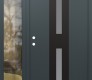 Modern Steel Front Door DIAMOND A6 48" X 80" ANTHRACITE/ANTHRACITE FROSTED GLASS PANEL BLACK RHI WITH SIDELITE CLEAR GLASS