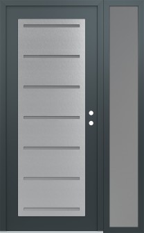 Diamond C11 52" x 80" anthracite/anthracite frosted Glass Panel stainless steel LHI with Sidelite frosted Glass