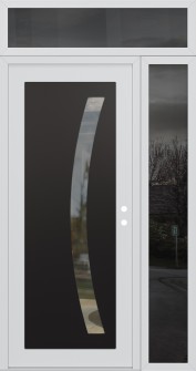 Diamond C4 50" x 96" white/white clear Glass Panel black LHI with Sidelite and Transom mirrored Glass