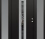 Modern Steel Front Door DIAMOND A2 64" X 80" BLACK/BLACK MIRRORED GLASS PANEL STAINLESS STEEL LHI WITH 2 SIDELITES FROSTED GLASS