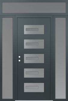 Diamond D6 60" x 96" anthracite/anthracite frosted Glass Panel stainless steel RHI with 2 Sidelites and Transom frosted Glass