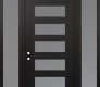Modern Steel Front Door Diamond C9 60" x 96" black/white frosted Glass Panel black RHI with 2 Sidelites and Transom frosted Glass
