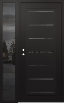 Diamond C11 52" x 80" black/black mirrored Glass Panel black RHI with Sidelite mirrored Glass