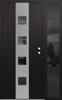 DIAMOND A12 48" X 80" BLACK/BLACK MIRRORED GLASS PANEL STAINLESS STEEL LHI WITH SIDELITE MIRRORED GLASS