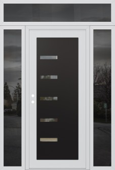 Diamond C8 68" x 96" white/white clear Glass Panel black RHI with 2 Sidelites and Transom mirrored Glass