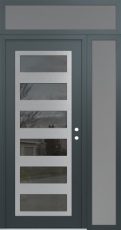 Diamond C9 50" x 96" anthracite/anthracite mirrored Glass Panel stainless steel LHI with Sidelite and Transom frosted Glass