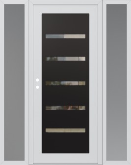 Diamond C7 64" x 80" white/white clear Glass Panel black RHI with 2 Sidelites frosted Glass