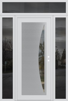 Diamond C13 64" x 96" white/white clear Glass Panel stainless steel LHI with 2 Sidelites and Transom mirrored Glass