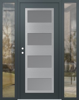Diamond C2 60" x 80" anthracite/anthracite frosted Glass Panel stainless steel RHI with 2 Sidelites clear Glass