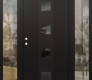Modern Steel Front Door DIAMOND A12 68" X 80" BLACK/BLACK MIRRORED GLASS PANEL BLACK RHI WITH 2 SIDELITES CLEAR GLASS