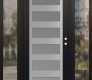 Modern Steel Front Door Diamond C9 60" x 80" black/white frosted Glass Panel stainless steel LHI with 2 Sidelites clear Glass