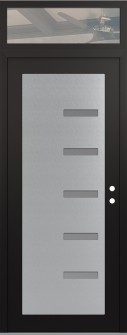 Diamond C8 36" x 96" black/white frosted Glass Panel stainless steel LHI with Transom clear Glass