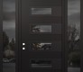 Modern Steel Front Door Diamond D3 64" x 96" black/black mirrored Glass Panel black RHI with 2 Sidelites and Transom mirrored Glass