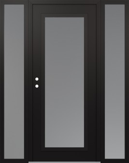 Diamond C1 68" x 80" black/white frosted Glass Panel black RHI with 2 Sidelites frosted Glass