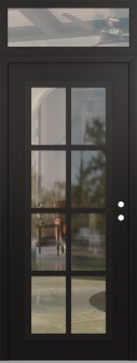 Diamond C16 36" x 96" black/black clear Glass Panel black LHI with Transom clear Glass