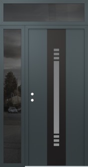 DIAMOND A5 50" X 96" ANTHRACITE/ANTHRACITE FROSTED GLASS PANEL BLACK RHI WITH SIDELITE AND TRANSOM MIRRORED GLASS