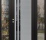 Modern Steel Front Door Diamond C6 68" x 80" black/black mirrored Glass Panel stainless steel RHI with 2 Sidelites clear Glass