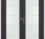 Avanti 202 4H Vetro Black Apricot Modern Interior Double Swing Doors by Belldinni