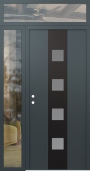 DIAMOND A12 48" X 96" ANTHRACITE/ANTHRACITE FROSTED GLASS PANEL BLACK RHI WITH SIDELITE AND TRANSOM CLEAR GLASS