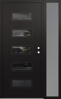 Diamond D1 52" x 80" black/black mirrored Glass Panel black LHI with Sidelite frosted Glass