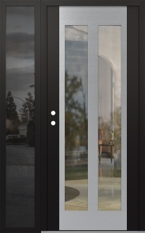 Diamond C14 48" x 80" black/black clear Glass Panel stainless steel RHI with Sidelite mirrored Glass