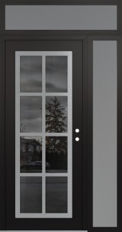 Diamond C16 52" x 96" black/black mirrored Glass Panel stainless steel LHI with Sidelite and Transom frosted Glass