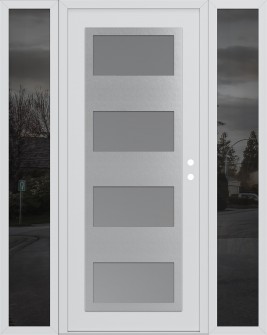 Diamond C2 60" x 80" white/white frosted Glass Panel stainless steel LHI with 2 Sidelites mirrored Glass