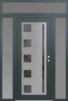 Diamond C3 60" x 96" anthracite/anthracite mirrored Glass Panel stainless steel LHI with 2 Sidelites and Transom frosted Glass