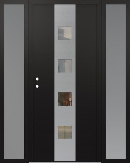 DIAMOND A12 60" X 80" BLACK/BLACK CLEAR GLASS PANEL STAINLESS STEEL RHI WITH 2 SIDELITES FROSTED GLASS